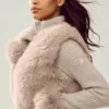 Northstar-trui met volledige rits van kasjmier en imitatiebont - Oat Heather