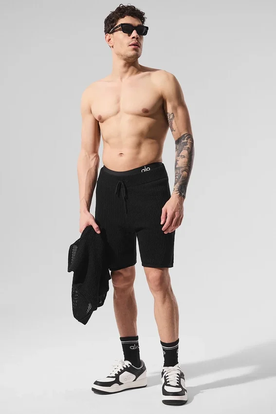 Open-Knit Korte broek - Zwart