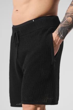 Open-Knit Korte broek – Zwart