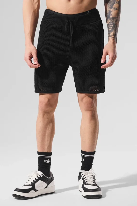 Open-Knit Korte broek - Zwart
