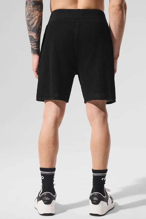 Open-Knit Korte broek - Zwart