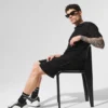 Open-Knit Korte broek - Zwart
