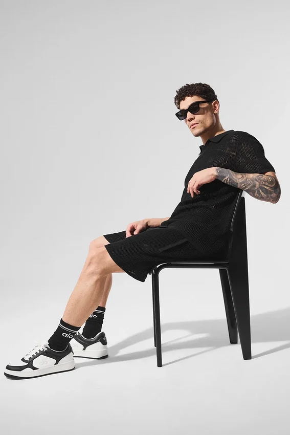 Open-Knit Korte broek - Zwart