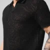 Open-Knit Polo - Zwart