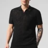 Open-Knit Polo - Zwart