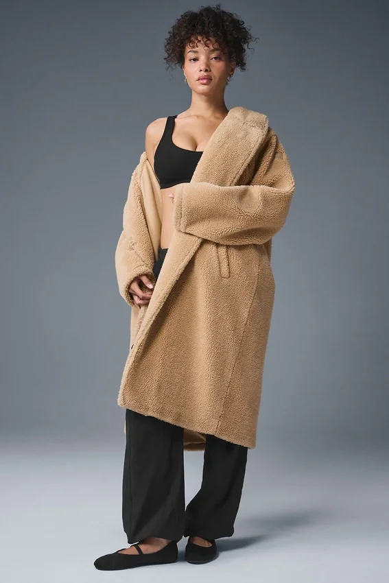 Oversized Sherpa-trenchcoat - Camel