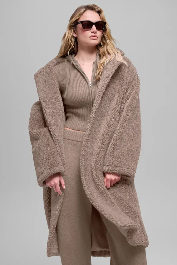 Oversized Sherpa-trenchcoat - Chai Latte