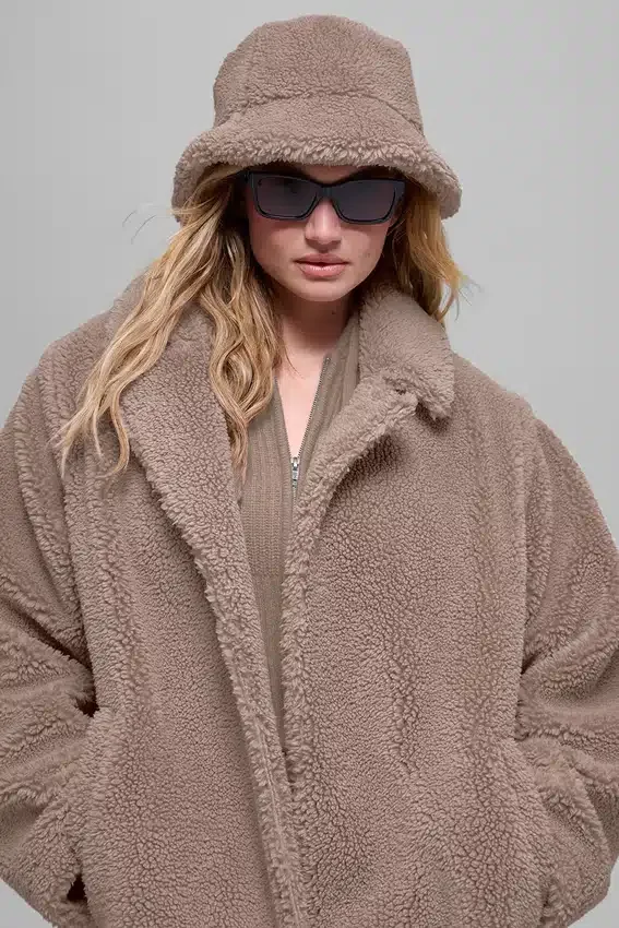 Oversized Sherpa-trenchcoat - Chai Latte