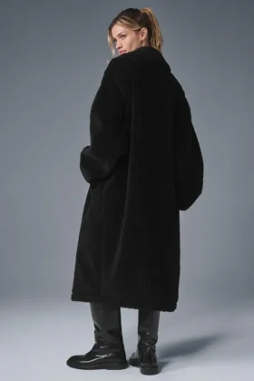 Oversized Sherpa-trenchcoat – Zwart