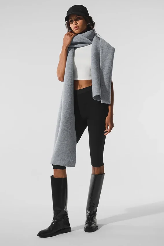 Oversized sjaal van merinowol - Hazy Heather Grey