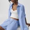 Pinstripe Daylight overhemd met lange mouwen en knopen – Licht Provence-blauw/wit