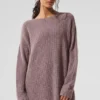 Pluche kasjmier jurk met wafelstructuur - Mushroom Heather