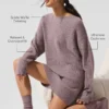 Pluche kasjmier jurk met wafelstructuur - Mushroom Heather