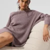 Pluche kasjmier jurk met wafelstructuur - Mushroom Heather
