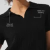 Pluche polo-T-shirt met wafelpatroon van kasjmier – Zwart