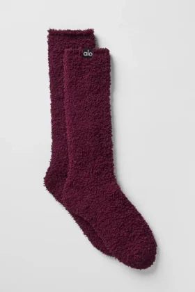 Plush Lush-sokken voor dames – Bordeauxrood