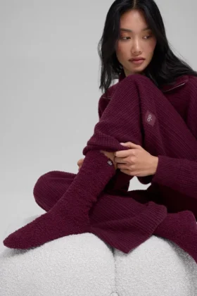 Plush Lush-sokken voor dames – Bordeauxrood