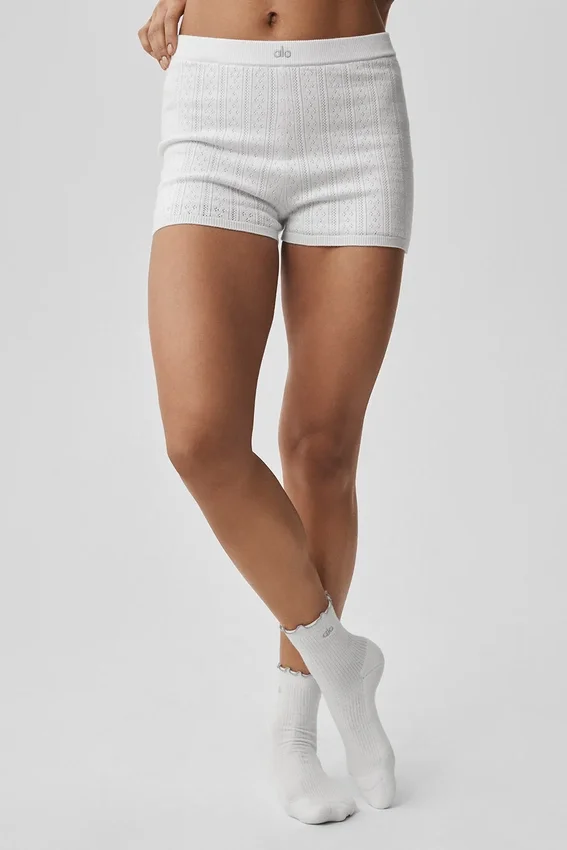 Pointelle-trui Be Mine Hot Short - Semi-transparant wit