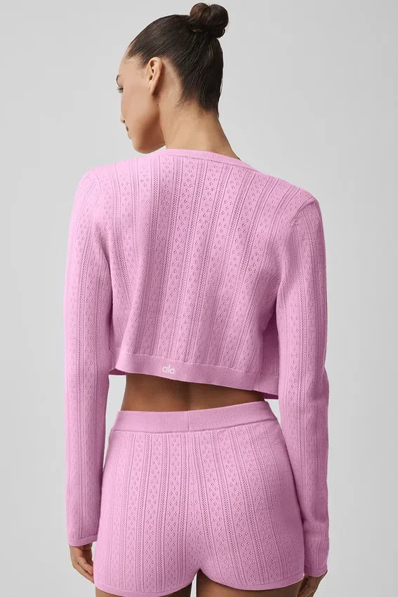 Pointelle-trui Be Mine-vest - Candy Heart Pink