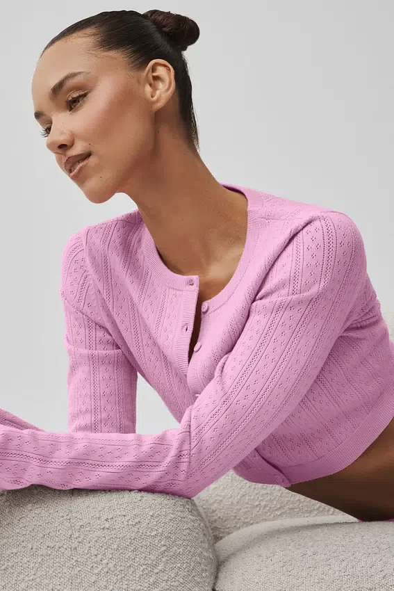 Pointelle-trui Be Mine-vest - Candy Heart Pink