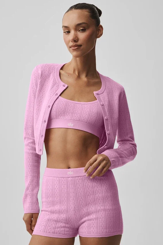 Pointelle-trui Be Mine-vest - Candy Heart Pink