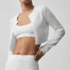 Pointelle-trui Be Mine-vest - halfdoorzichtig wit