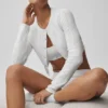 Pointelle-trui Be Mine-vest - halfdoorzichtig wit
