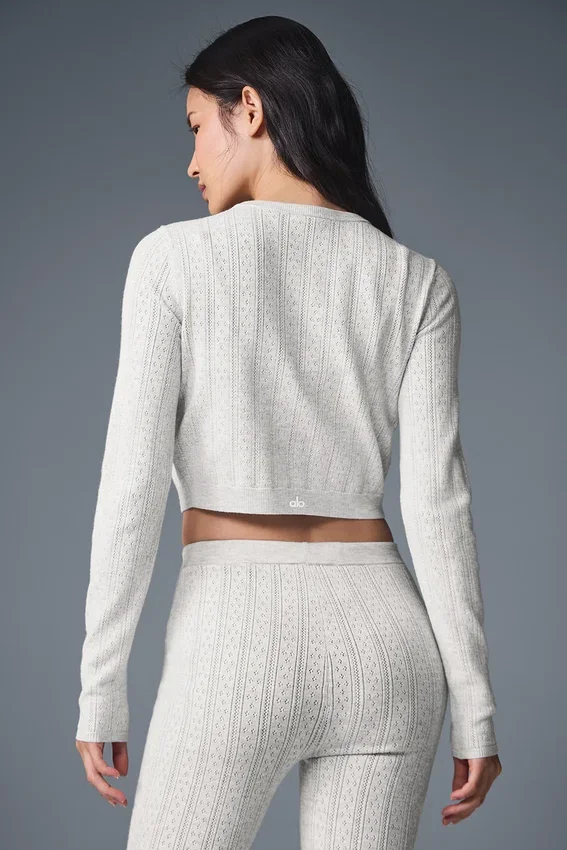 Pointelle-trui Be Mine-vest - Lichtgrijs gemêleerd
