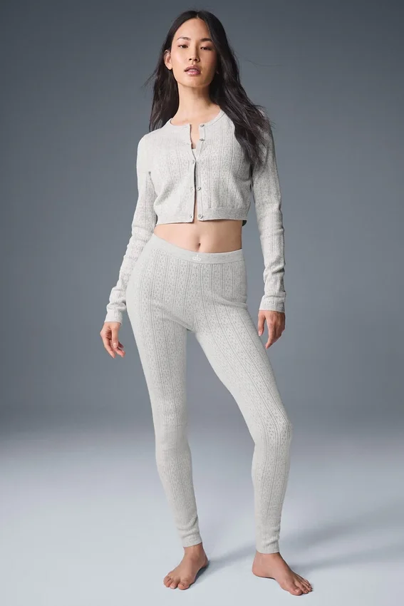 Pointelle-trui Be Mine-vest - Lichtgrijs gemêleerd