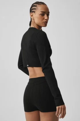 Pointelle-trui Be Mine-vest – Zwart