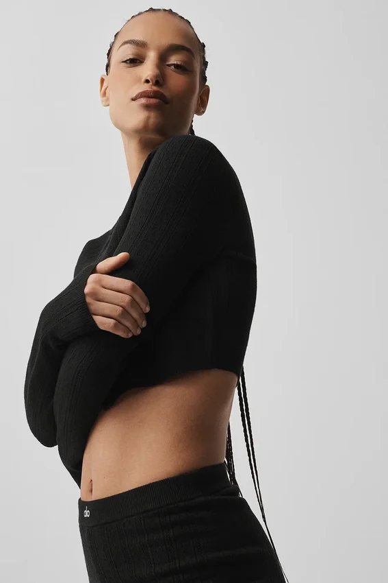 Pointelle-trui Be Mine-vest - Zwart