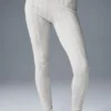 Pointelle-trui met High-Waist ‘Be Mine’-Leggings – Lichtgrijs gemêleerd