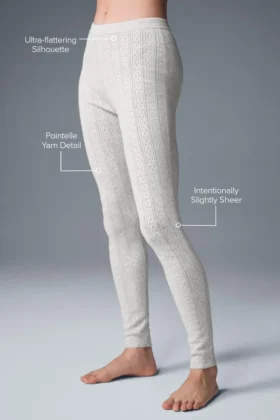 Pointelle-trui met High-Waist ‘Be Mine’-Leggings – Lichtgrijs gemêleerd