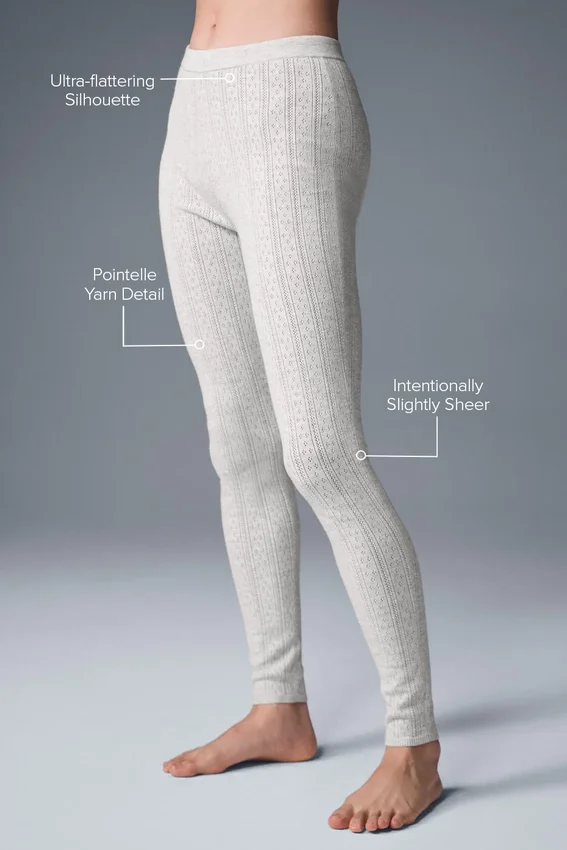 Pointelle-trui met High-Waist ‘Be Mine’-Leggings – Lichtgrijs gemêleerd