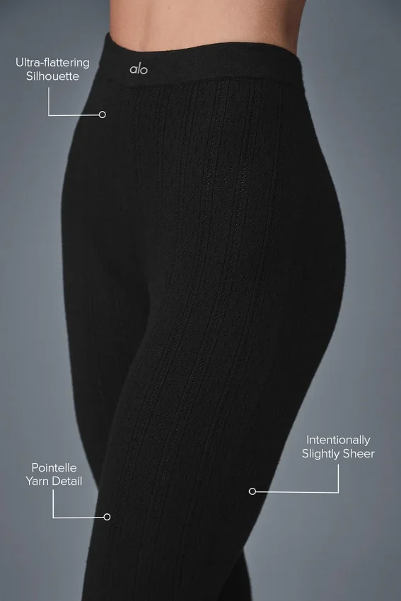 Pointelle Truie High-Waist Be Mine-Legging - Zwart