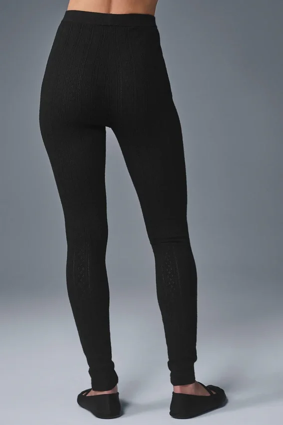 Pointelle Truie High-Waist Be Mine-Legging - Zwart