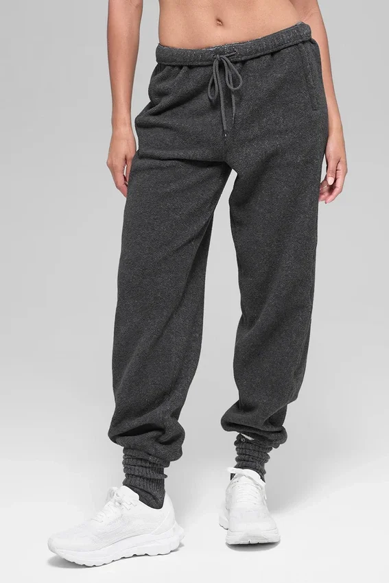 Polar Fleece High-Waist Retreat-joggingbroek – donker gemêleerd grijs