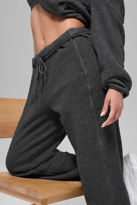 Polar Fleece High-Waist Retreat-joggingbroek – donker gemêleerd grijs