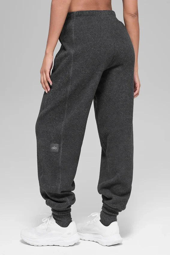 Polar Fleece High-Waist Retreat-joggingbroek – donker gemêleerd grijs