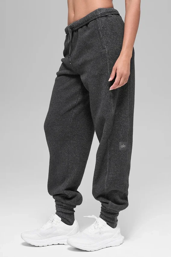 Polar Fleece High-Waist Retreat-joggingbroek – donker gemêleerd grijs