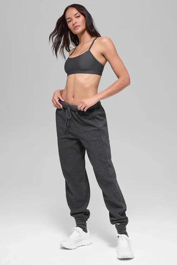 Polar Fleece High-Waist Retreat-joggingbroek – donker gemêleerd grijs