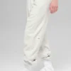 Polar Fleece High-Waist Retreat-joggingbroek - wit gemêleerd grijs