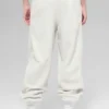 Polar Fleece High-Waist Retreat-joggingbroek - wit gemêleerd grijs