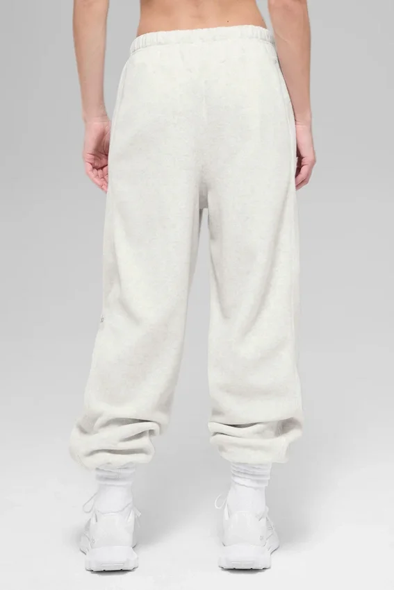Polar Fleece High-Waist Retreat-joggingbroek - wit gemêleerd grijs