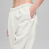 Polar Fleece High-Waist Retreat-joggingbroek - wit gemêleerd grijs