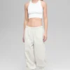 Polar Fleece High-Waist Retreat-joggingbroek - wit gemêleerd grijs