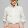 Polar Fleece Retreat cropped jas - Wit gemêleerd grijs