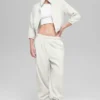 Polar Fleece Retreat cropped jas - Wit gemêleerd grijs