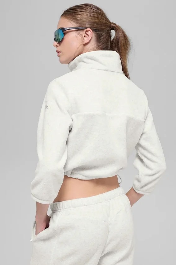 Polar Fleece Retreat cropped jas - Wit gemêleerd grijs