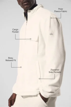 Polar Fleece Ridge-jas met volledige ritssluiting – Ivoor